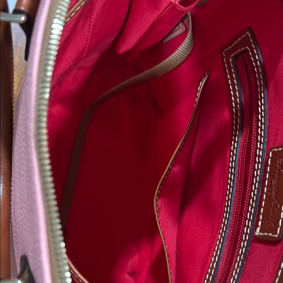 Dooney & Bourke Pink and Brown AWL Zip Zip Satchel with Gold Hardware - Picture 8 of 9